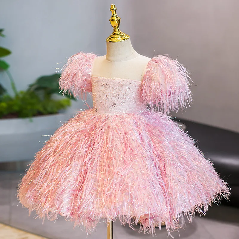 Vestido para niñas de 1 a 10 años, vestido rosa de lentejuelas para boda, vestido de Año Nuevo, vestido Formal de fiesta de princesa para desfile, vestido para niños adolescentes