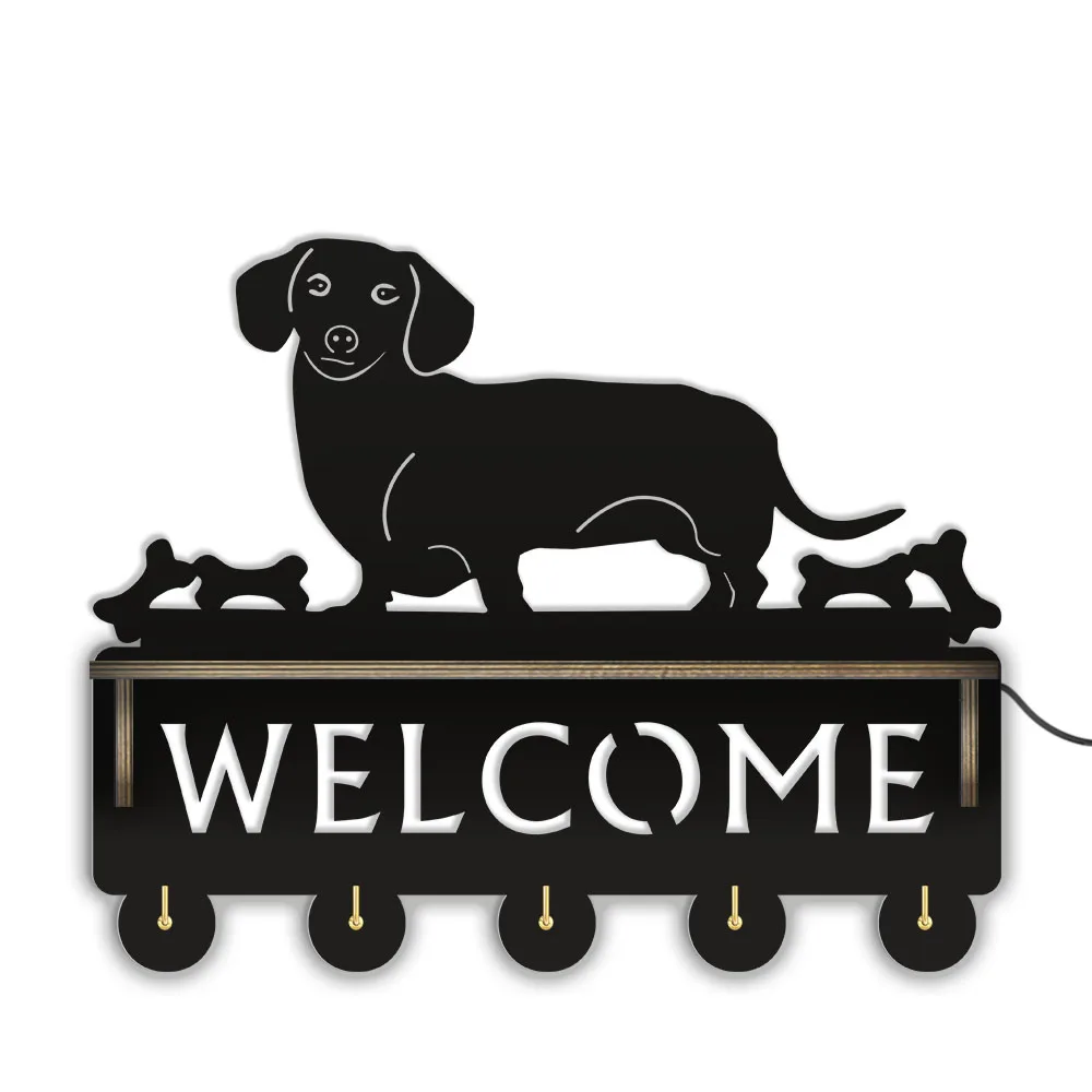 

Dachshund Wall Hook for Entryway Kids Room Hallway Closet Pet Shop Welcome Sign Sausage Dog Decorative Wall Mounted Key Holder