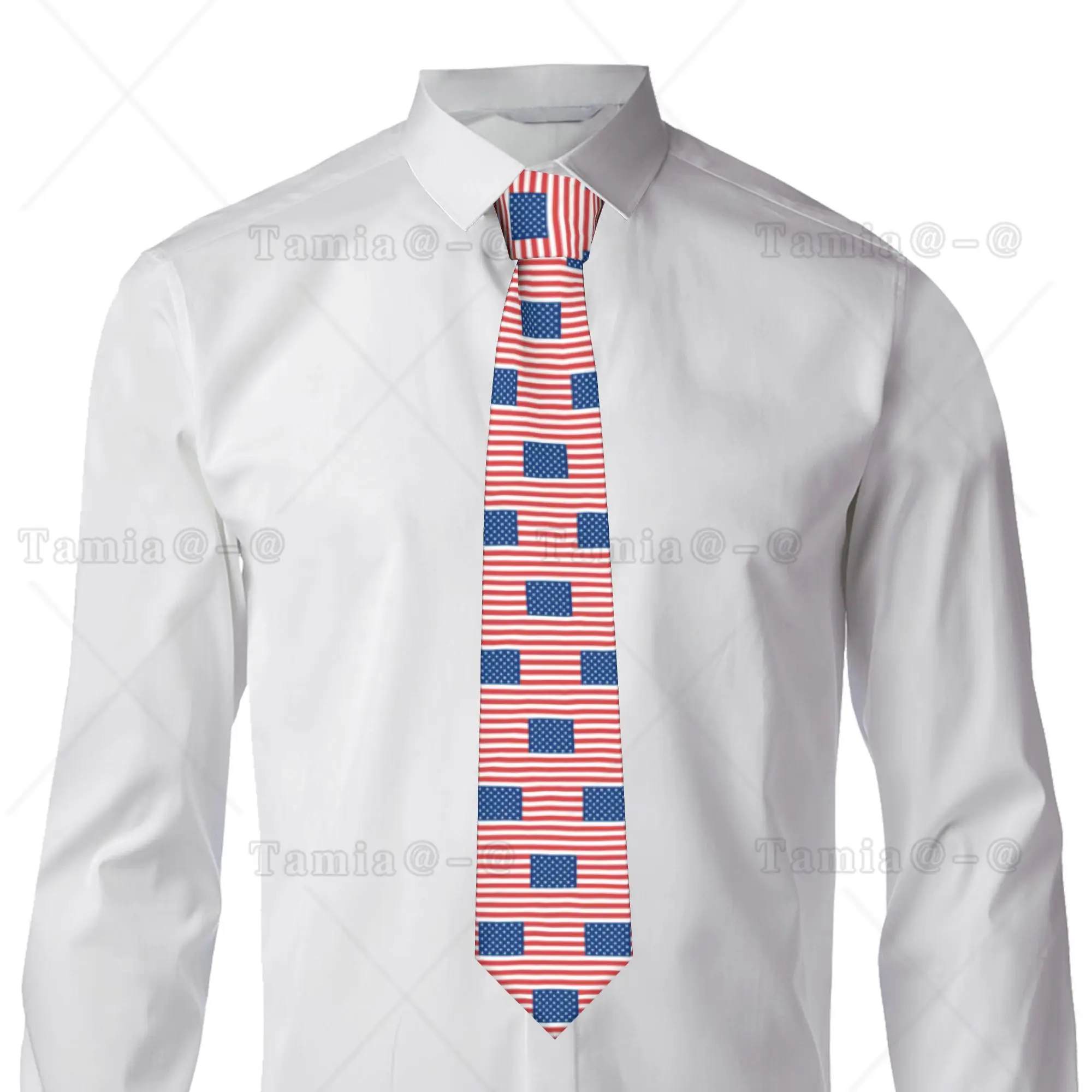 USA American Flag  Neck Ties Men Fashion United States US Stars  Silk Party Necktie