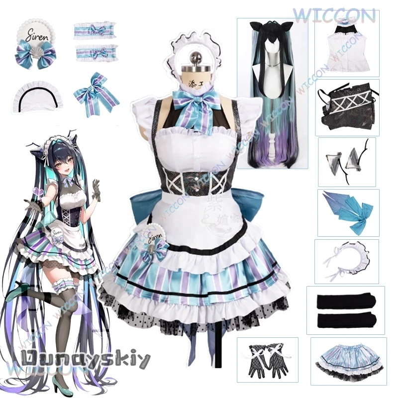 

‌ ‌ ‌ NIKKE The Goddess Of Victory And GALLERY Русалка Косплей Костюм {Dunayskiy States} Русалка Кофе Горничная Платье Парик Хэллоуин ‌ ‌