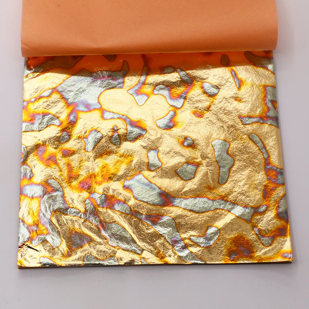 25pcs/pack 14cm Colorful Variegated Gold Leaf Foil Red Copper Foil for Art Craft Nail Earings Furniture Decoration Vintage DIY