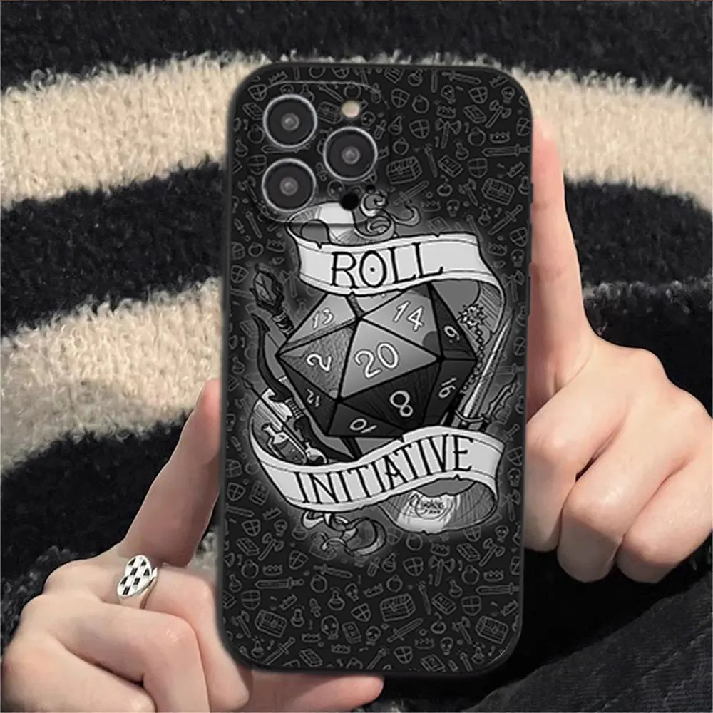 Game D-Dungeons D-Dragons D-DND Phone Case for iPhone 12 11 13 14 15 16 Max Pro Plus Black Soft Silicone shell