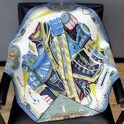 High-end Elegant Women Gorgeous Clothing Ceremony Double-sided Print Quality 18MM Twill Silk Hand-rolled Edge Square Scarf Shawl