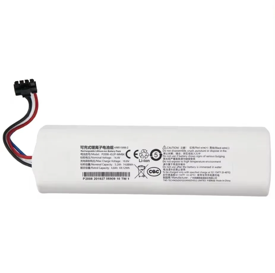 P2008-4S2P-MMBK Original pour Dreame Robot Aspirateur Vadrouille D9 F9 L10 L10 Pro 14.4V 12800mAh Eddie ion Batterie Pack 4INR19/66-2