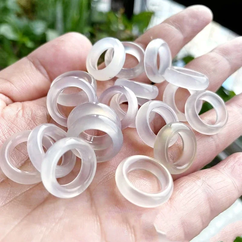 5PC Natural agate circle Beads Accessories DIY Ring Charm Jewellery Fashion Hand-Carved Lucky Gift