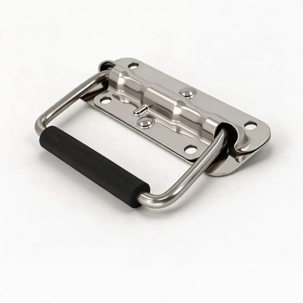 Heavy Duty 304 Stainless Steel Folding Handle Spring Loaded For Industrial Case Toolbox Cabinet Pull Hardware Replacement