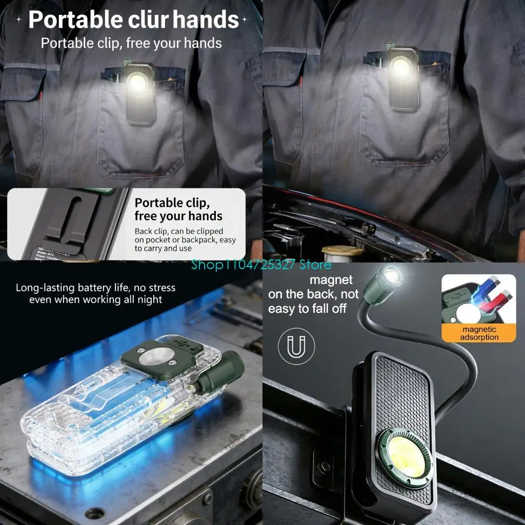 

D8KF Яркий магнитный фонарик мощностью 800 люмен с гибким шлангом и прочной магнитной текстурой из АБС-пластика для ремонта