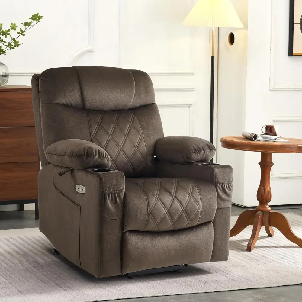 Dual Motor Power Lift Recliner Chair Sofa with Massage and Dual Heating, Adjustable Headrest for Elderly People Petite,USB Ports