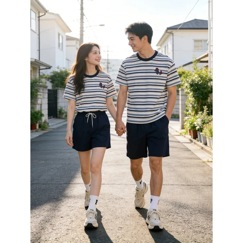 

2026 Summer Family Matching Outfits Striped T-Shirt & Shorts Set Breathable Casual Outdoor Family Wear for Mom Dad Kids