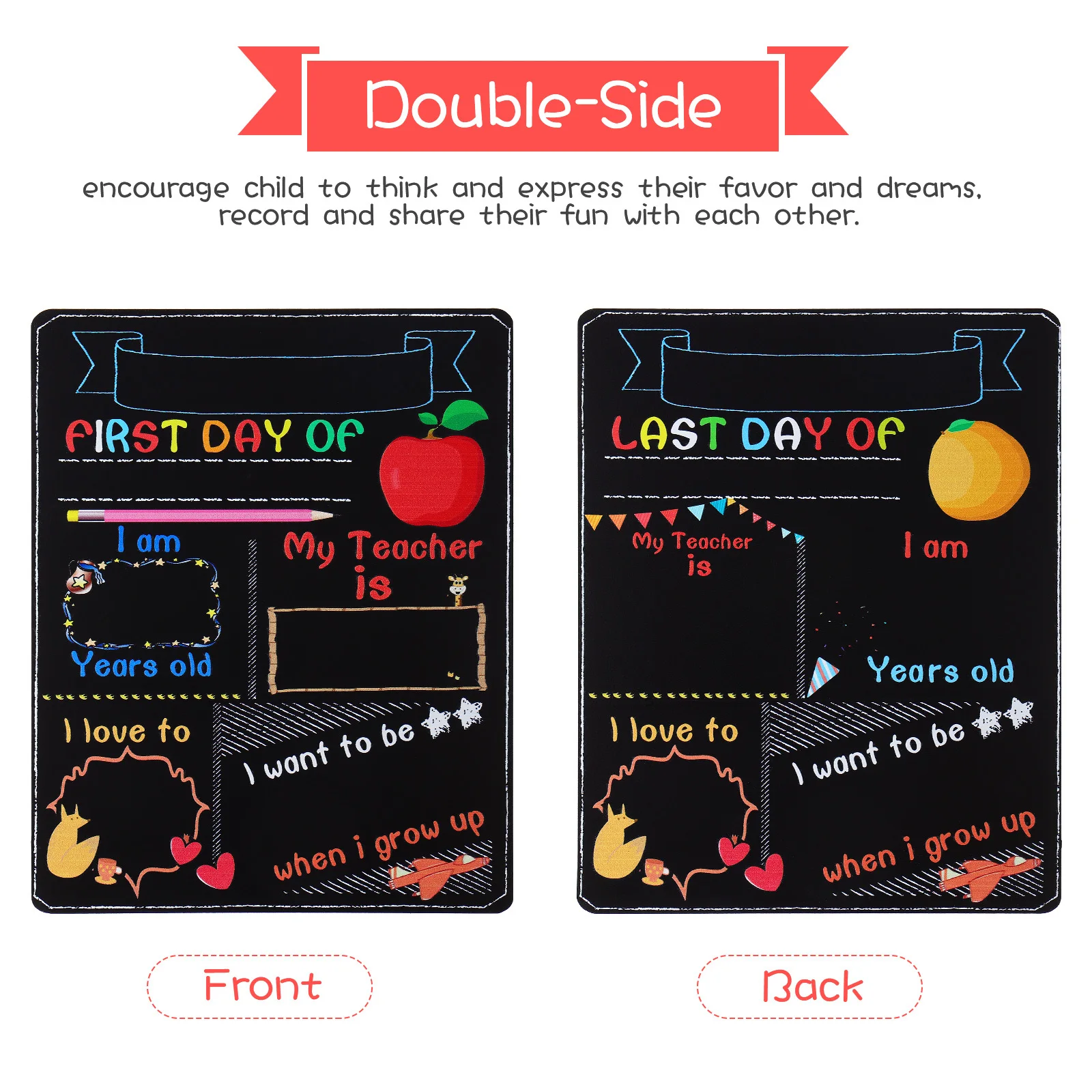 Double Sided Chalkboard Student Small Chalkboards Color Printing Back to School School Chalkboard Sign Student Small Chalkboards