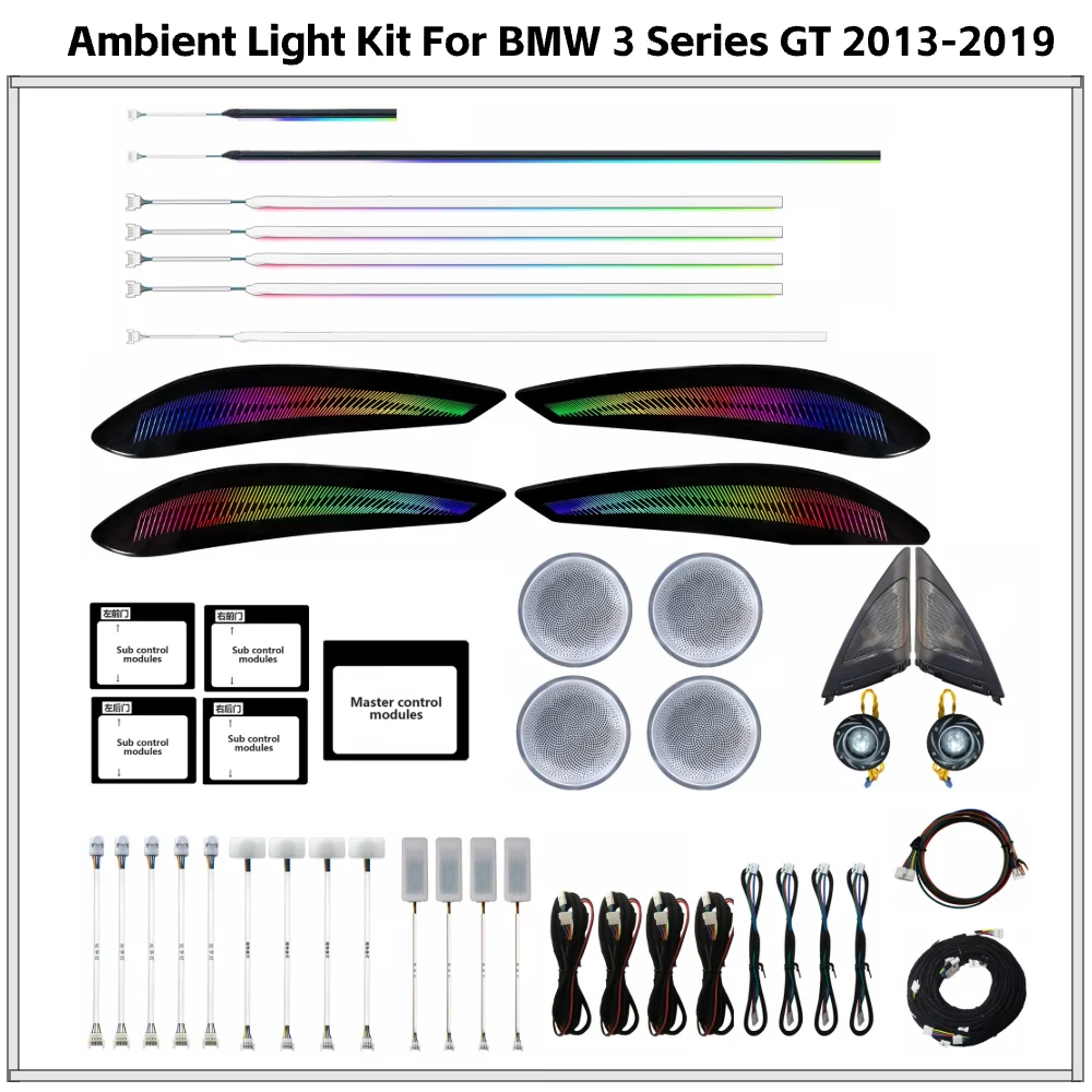 

APP Control F34 Ambient Lighting Upgrade Kit for BMW 3 Series GT 2013-2019 Interior Door Speaker Cover LED Lights