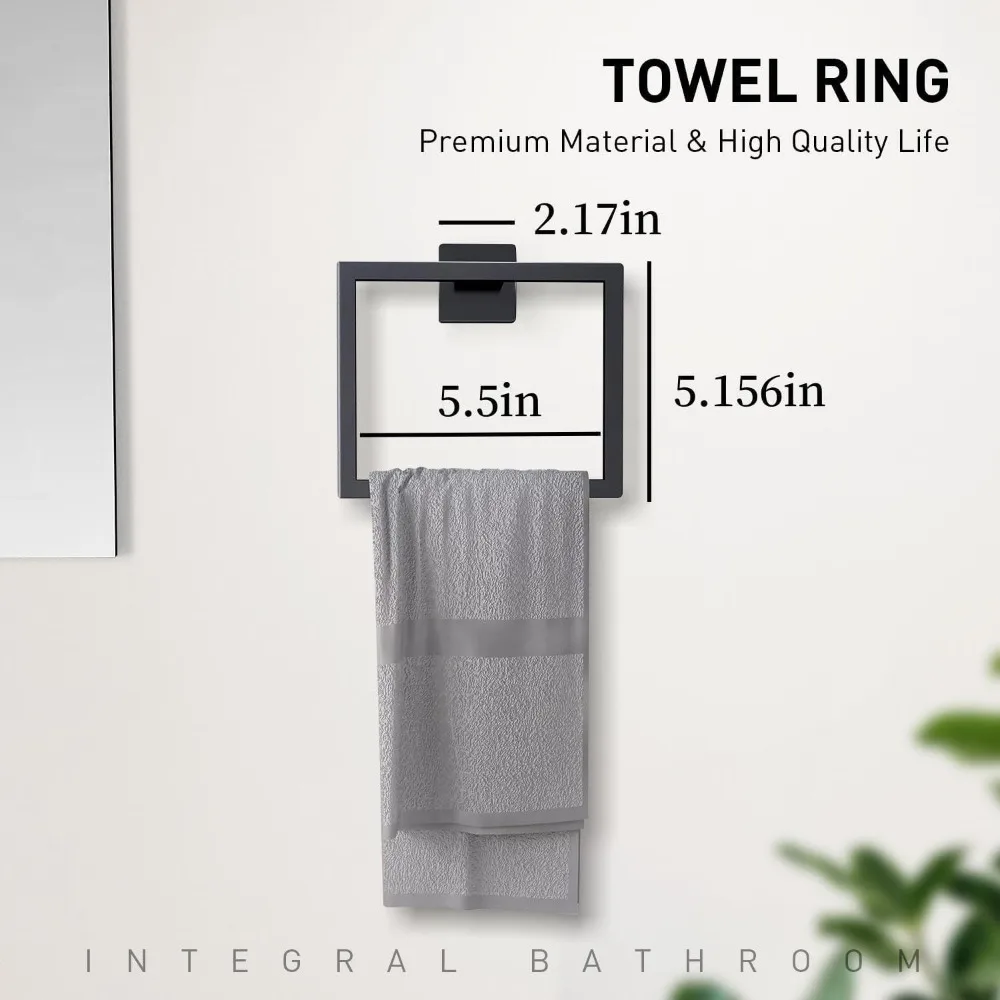 10-Pieces Matte Black Bathroom Accessories Set, Stainless Steel Bathroom Hardware Set, Towel Racks for Bathroom Wall Mounted