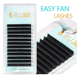 RUJADE Easy Fanning Eyelash Auto Fan False Eyelashes Extension Matte Black Fast Blooming Volume Lash Individual Faux Mink Cilios