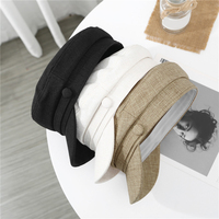 Fashion Women Hat Spring Autumn Sailor Hats Black Ladies Beret Caps Flat Top Captain Cap Travel Cadet Octagonal Hat