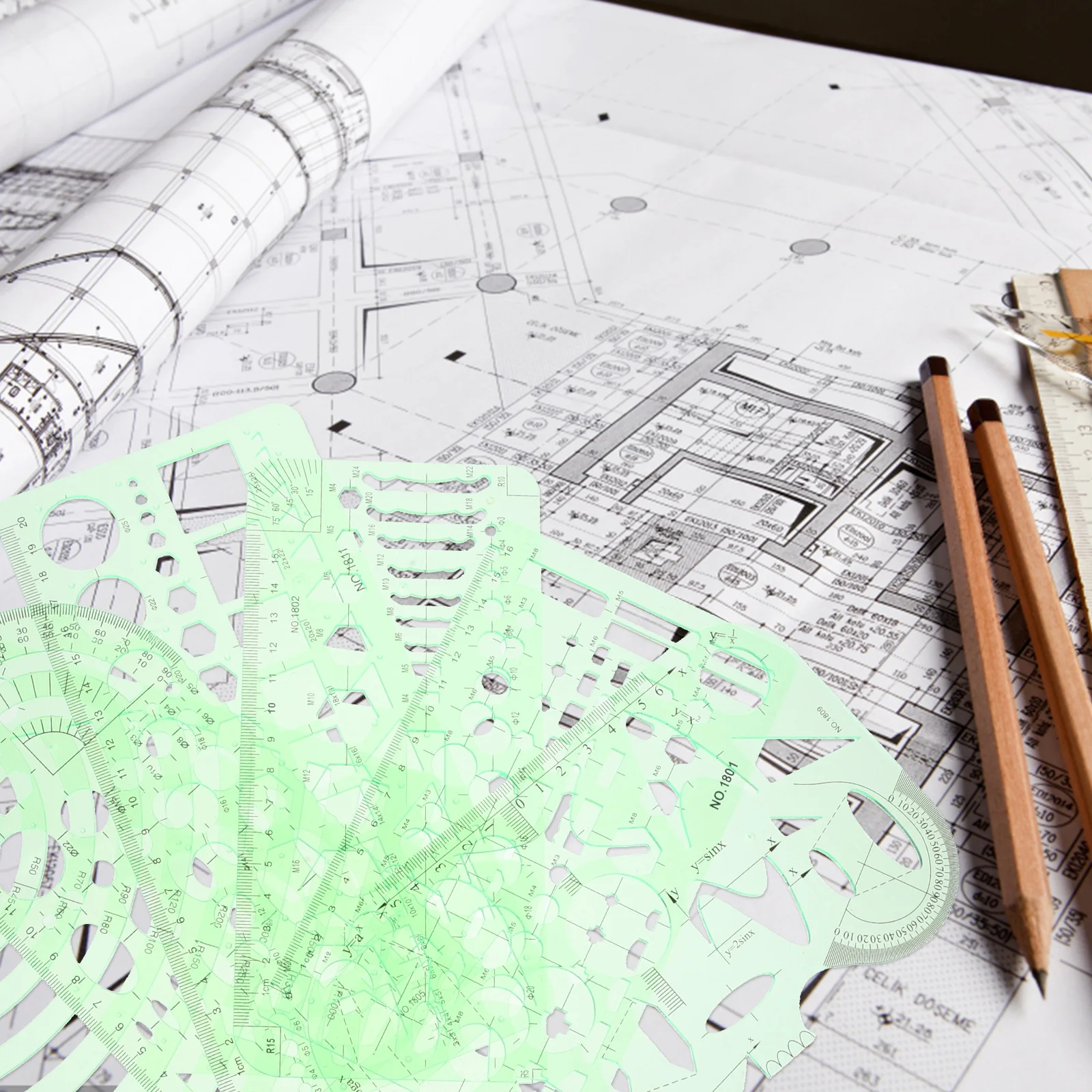 

Drawing Templates Set Architectural Stencils Centimeters Measurement Transparent Plastic Geometric Ruler Design