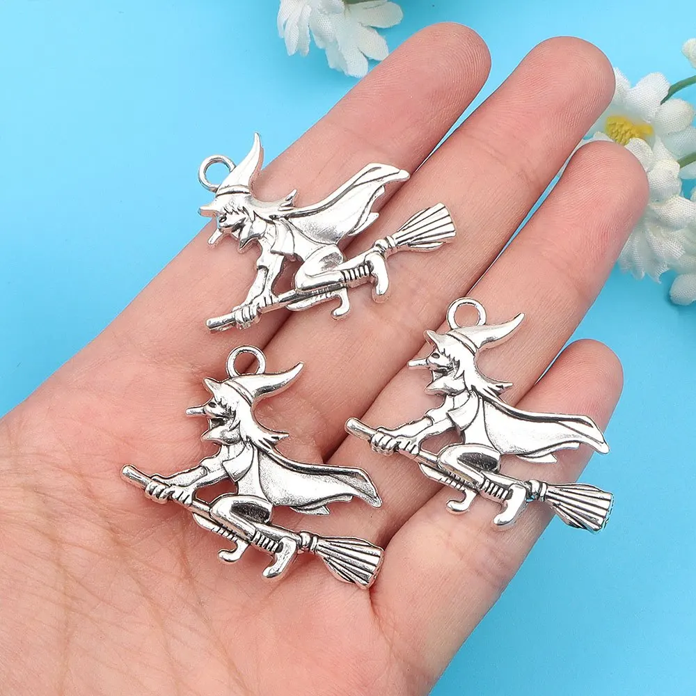 3/7/14pcs Enamel Witch with Broom Shaped Pendant, Used for DIY Bracelets, Necklaces, Earrings, Anklets, Decorative Accessories