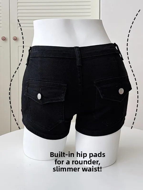 Low-Waist Fashionable Chic American Style Hot Pants Sexy Short Jeans Tight-Fit Butt-Lifting Shorts for Young Women Summer Wear - view 4