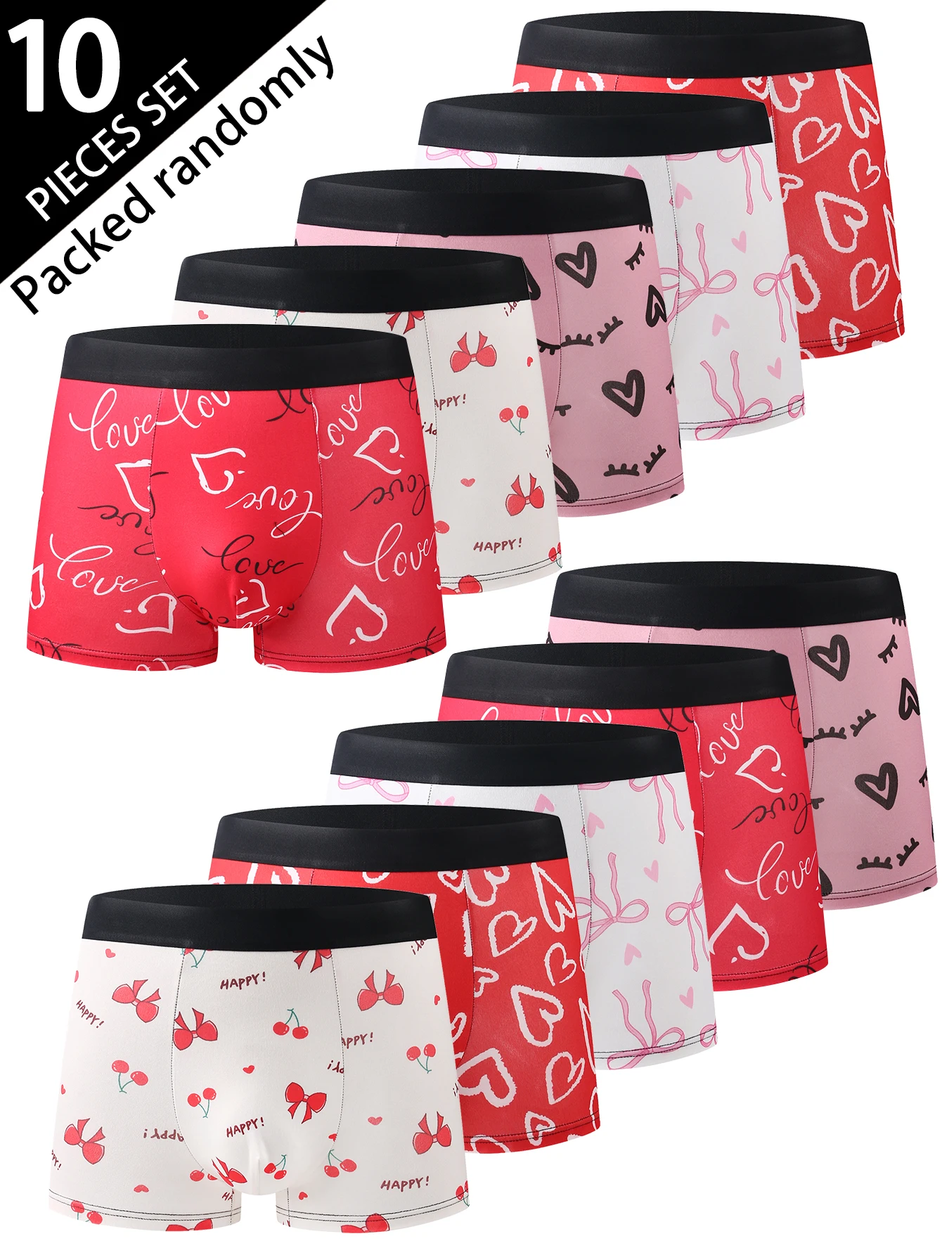 

Мужские трусы-боксеры из 10 штук, модные мужские трусы-боксеры с принтом граффити ко Дню святого Валентина