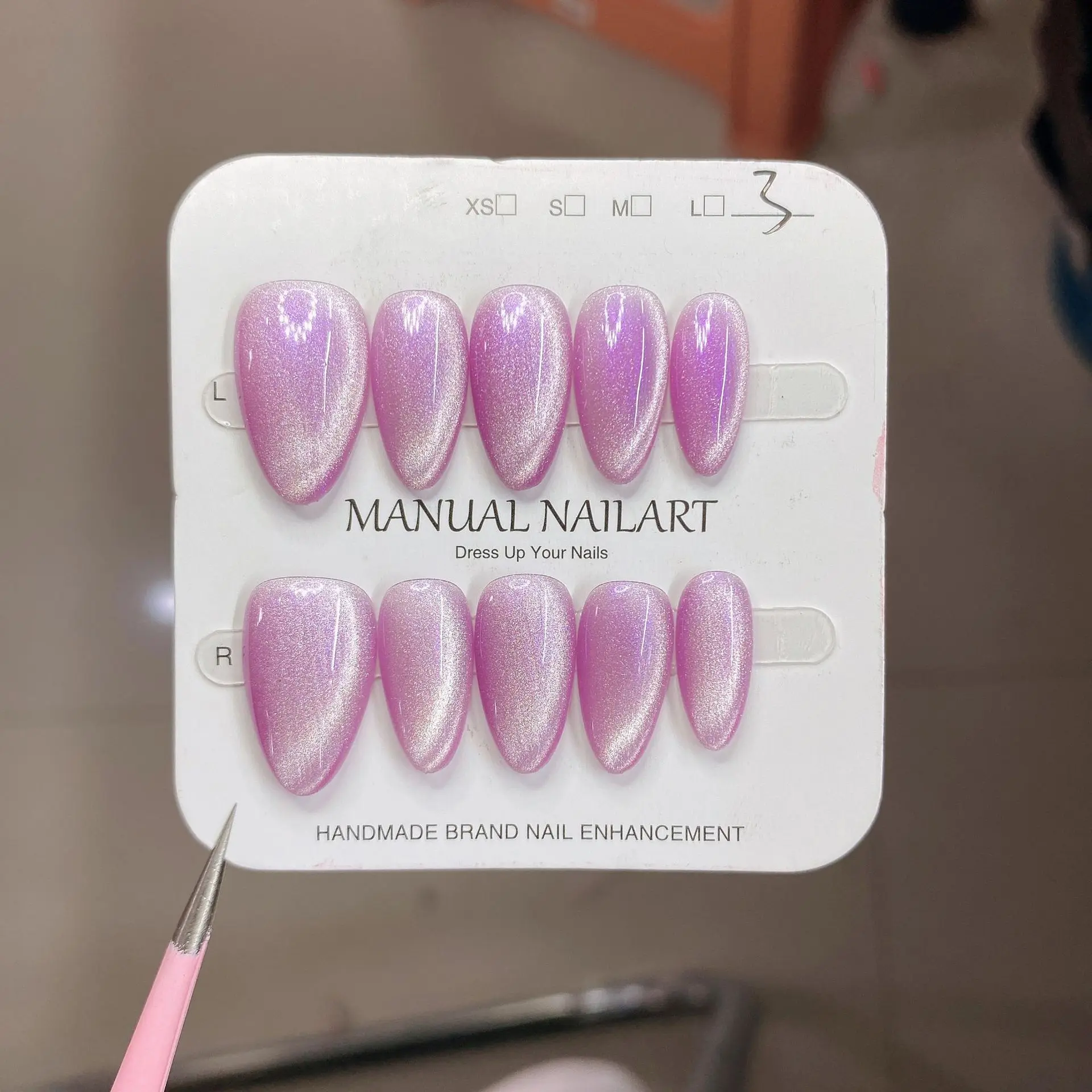 10 قطعة قصيرة اليدوية يدويا مسمار العلاج بالضوء القط العين اضغط على الأظافر يمكن ارتداؤها الأظافر كاذبة بريق الديكور مسمار فتاة هدية #3