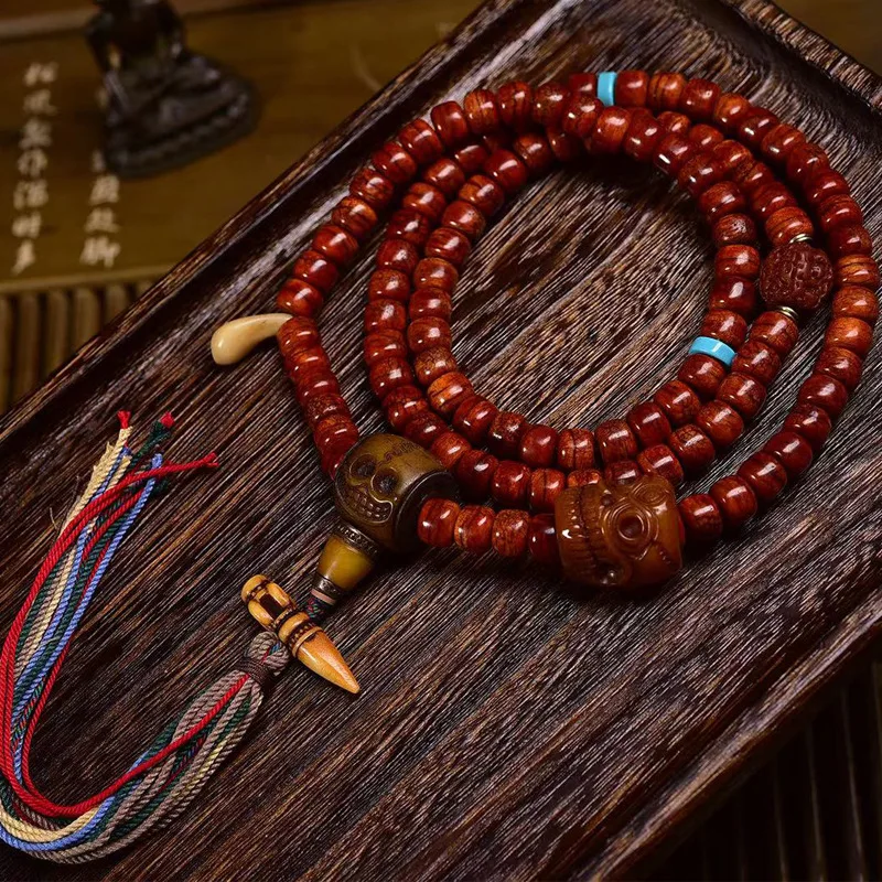 108 Backflow Bone Bucket Beads Multi-Loop Bracelet Necklace Men And Women