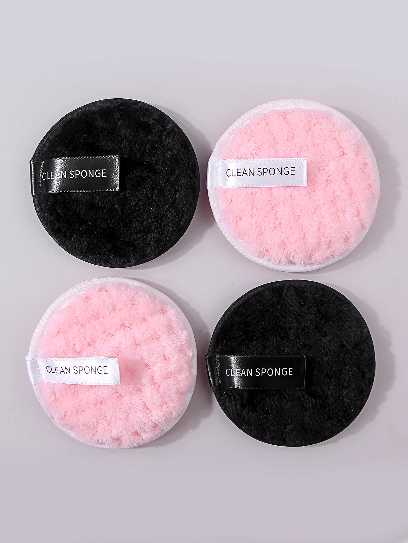 4Pcs Reusable Makeup Remover Pads, Soft Microfiber Facial Cleansing & Powder Puff, Dual Use for Makeup Removal & Setting Powder
