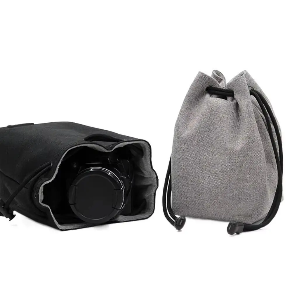 Portable Waterproof Camera Bag Lightweight Compact Lens Drawstring Pouch Fleece Durable Photography Protective Bag Photography