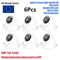 6x HDW2849T-S-IL Dahua 8MP Smart Dual Light Fixed-focal Eyeball WizSense IP Camera Built-in warm light and IR LED Microphone