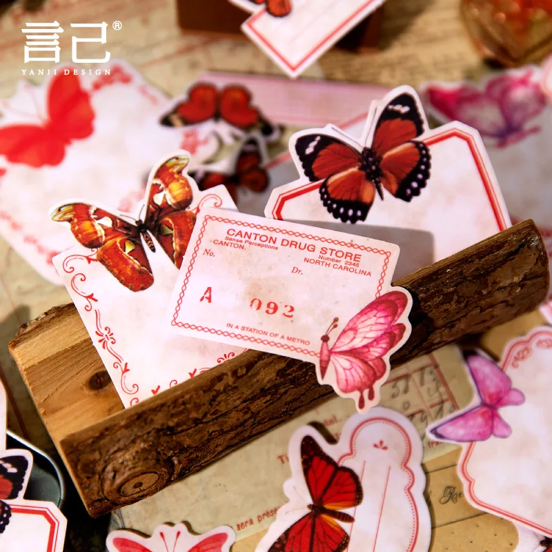 45pcs/lot Kawaii Scrapbook Stickers Butterfly Memories Junk Journal Paper Stationery Stickers Planner Decorative Mobile stickers