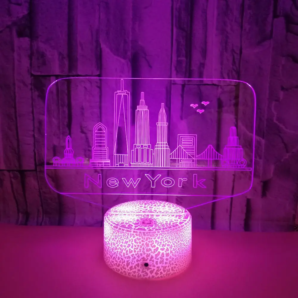 Nighdn New York Landmark Building 3D Illusion LED Table Lamp Night Light Birthday Christmas Gift for Friend Men Women Kids Teens