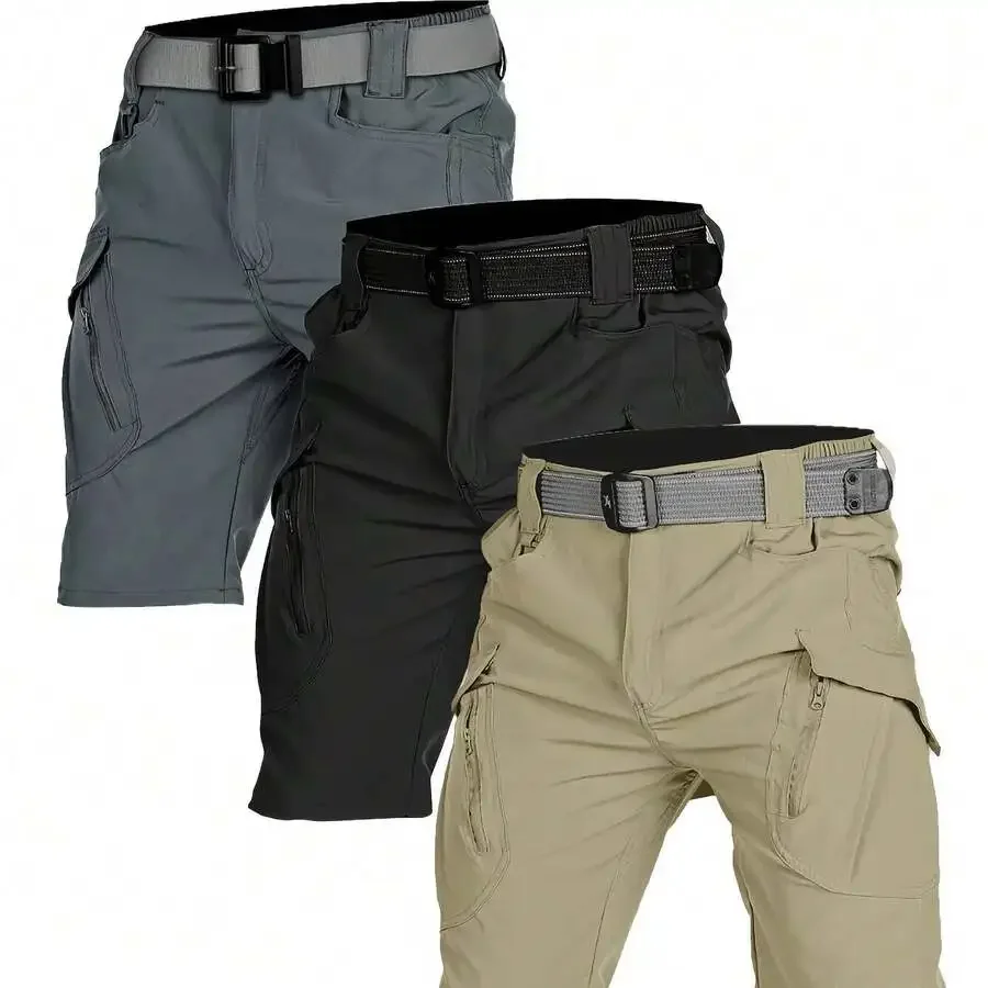 

Mens Summer Stretch Breathable Quick-Dry Multi-Pocket Elastic Waist Outdoor Casual Beach Shorts