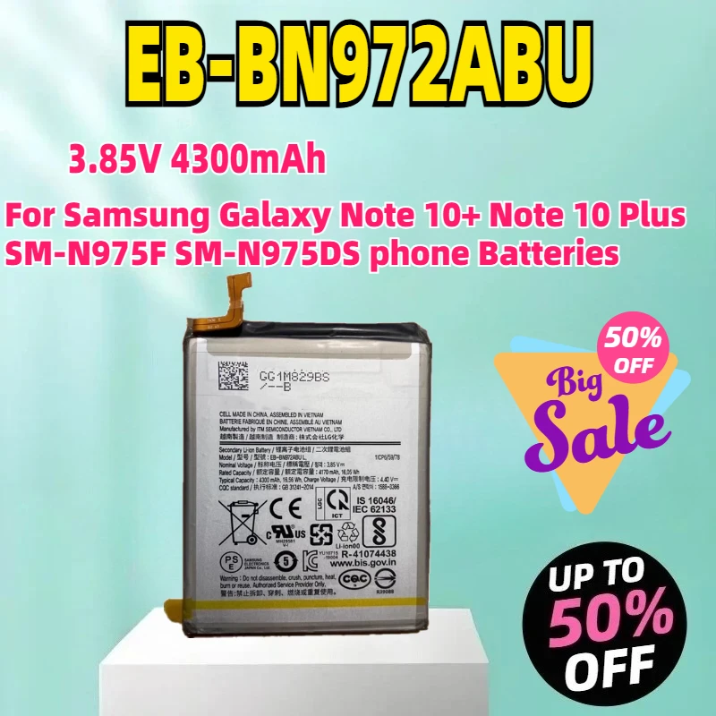 

EB-BN972ABU 3.85V 4300mAh Battery For Samsung Galaxy Note 10+ Note 10 Plus SM-N975F SM-N975DS phone Batteries