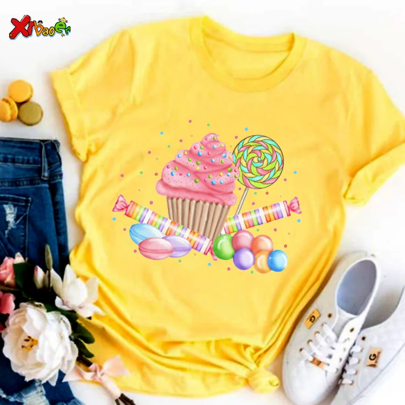 Girl Shirt Candy Lollipop Sweet T Shirts Girl Matching Clothes Outfit Kids Outfit  Top Baby Girl Clothes T-shirts Child Clothing