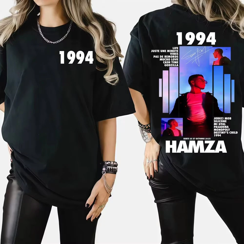 

Rapper 1994 Hamza Album Tour 2025 Graphic T-shirts for Women Men Fashion Gothic Oversized T Shirts Vintage Casual O-Neck T-shirt