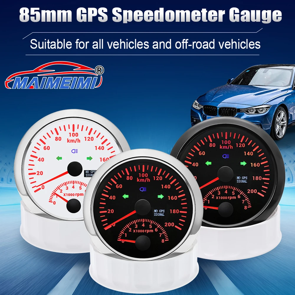 

0-200KM/H Digital Marine gps speedometer 0-8000RPM Tachometer 2 in 1 Digital pointer Car Gauge for Marine ATV 9-32V