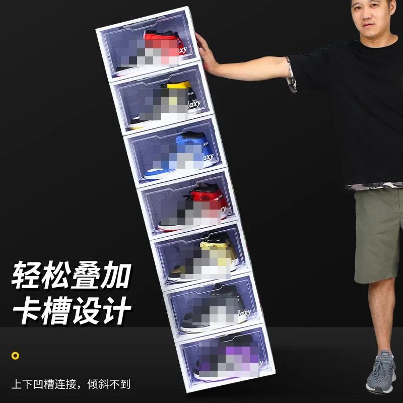 Transparent Sneaker Box Voice Control Luminous Shoe Box Wall Plastic Cabinet Shoe Rack Basketball Storage Boxes