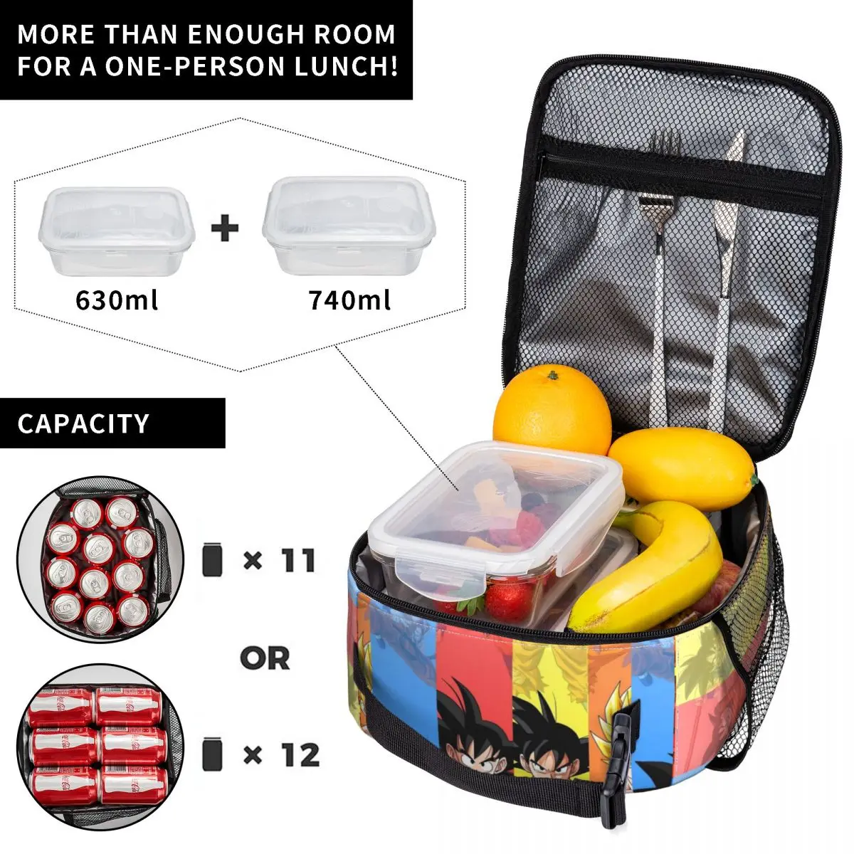 Custom DBZ Dragons Ball Goku Insulated Lunch Tote Bag for Women Manga Cartoon Resuable Thermal Cooler Bento Box School - view 3