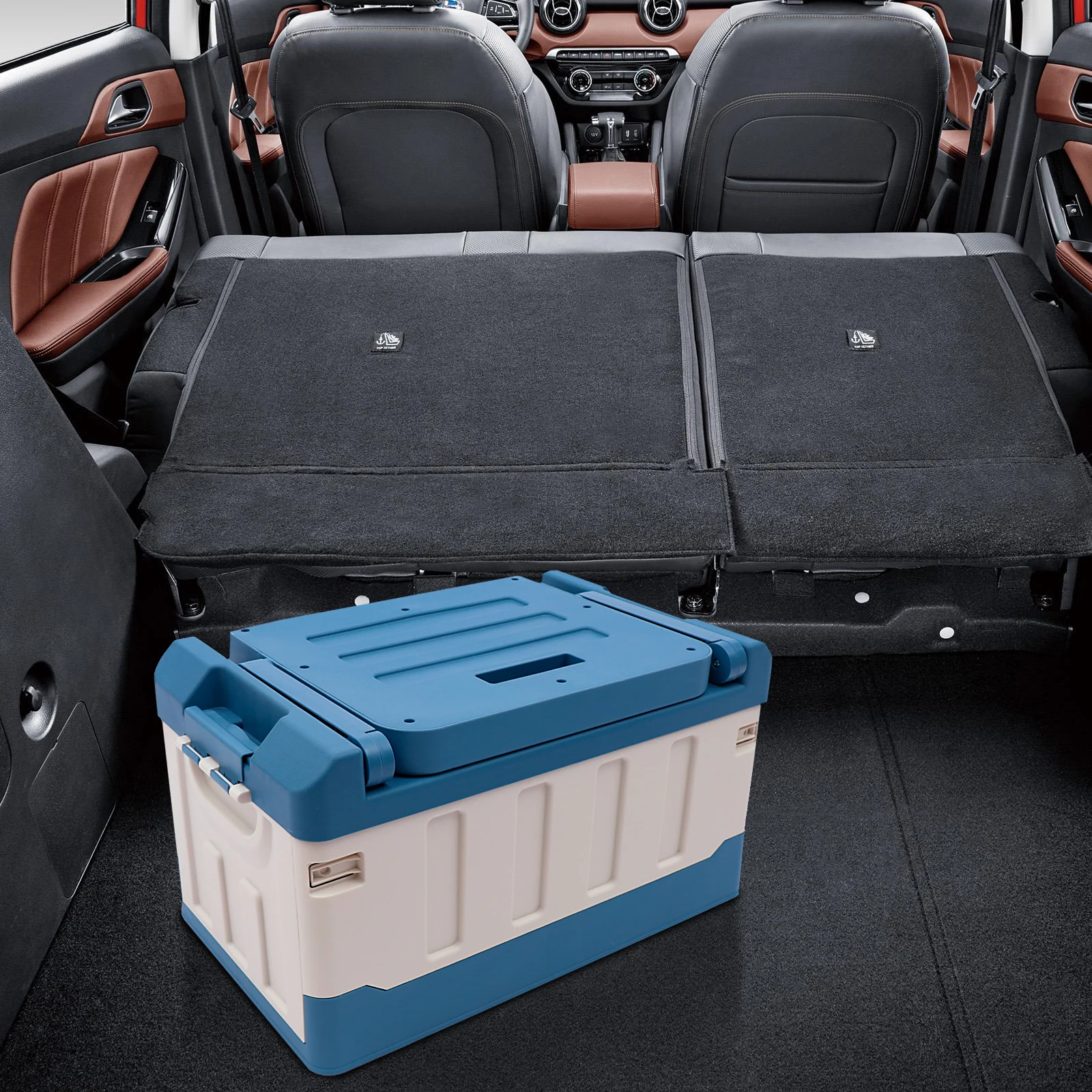 Multifunctional Folding Storage Box With Seat Sturdy Reliable 58L Capacity Storage Bins