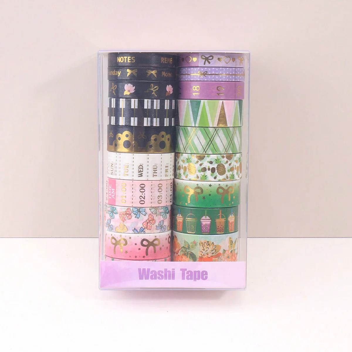19 rolls/box, retro gold foil Creativity washi tape, suitable for DIY scrapbooking and gift box decoration, Holiday gift