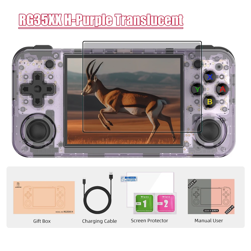 Anbernic RG35XX Console de jeu portable avec sac portable, écran IPS 3,5, système Linux intégré, carte TF 64 G, pré-chargée, 5474 jeux classiques, prise en charge HDMI et sortie TV (RG35XX Bag-Gray Anbernic RG35XX Console de jeu portable avec sac portable, écran IPS 3,5, système Linux intégré, carte TF 64 G, pré-chargée, 5474 jeux classiques, prise en charge HDMI et sortie TV (RG35XX Bag-Gray