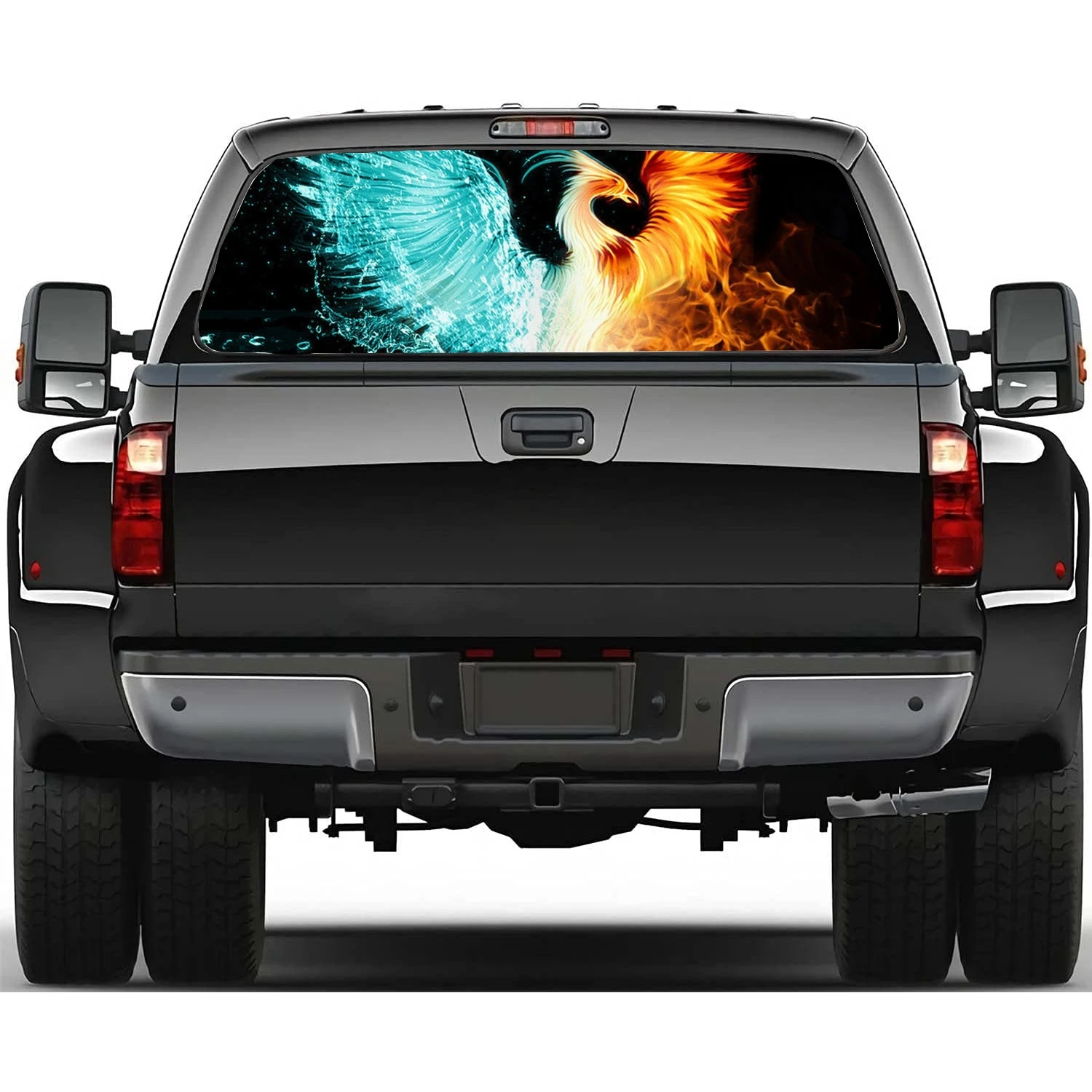 Cool Phoenix Print Car Accessories Rear Windshield Sticker Truck Window See Through Perforated Back Window Vinyl Decal Decor