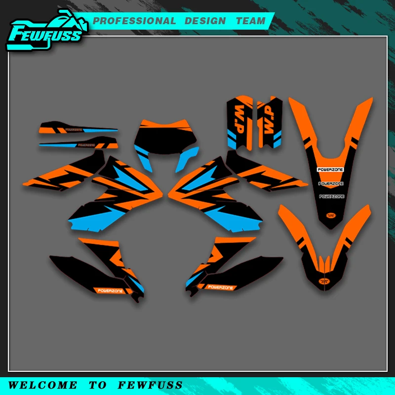 

Fewfuss полная графика наклейки на заказ номер имя глянцевая пленка наборы наклеек водонепроницаемые для KTM Freeride 250 350