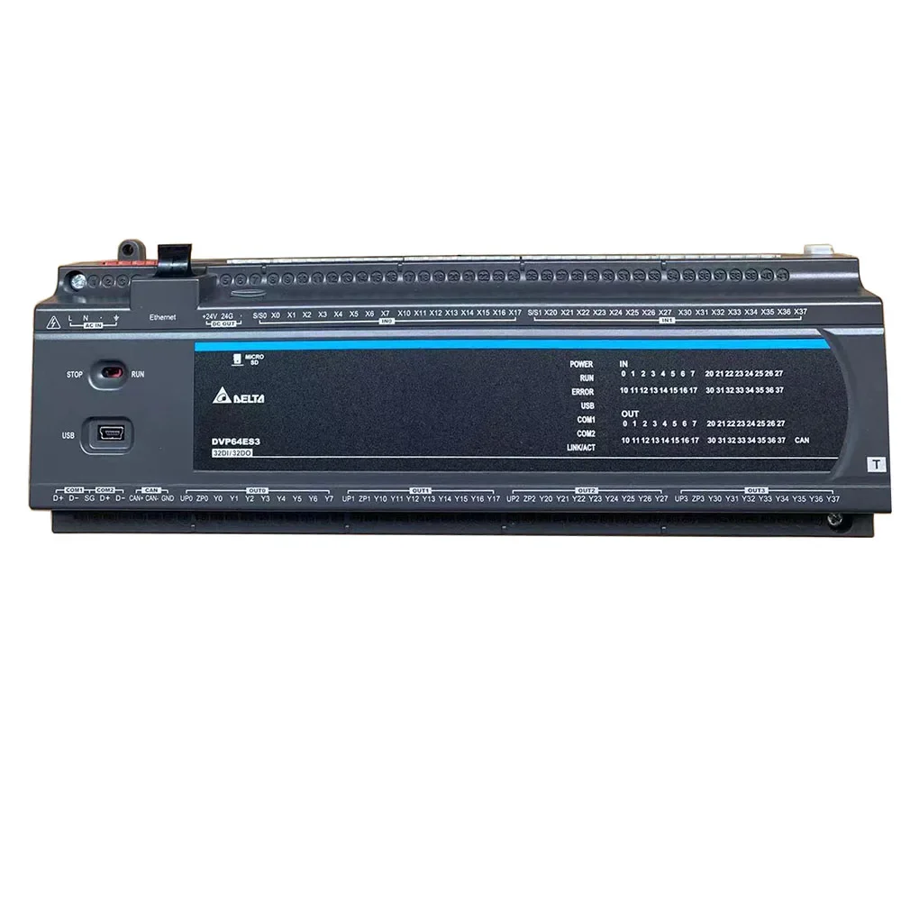 Original Delta ES3 series DVP64ES300T DVP64ES300R 32DI 32DO Programming controller with Ethernet CANopen communication