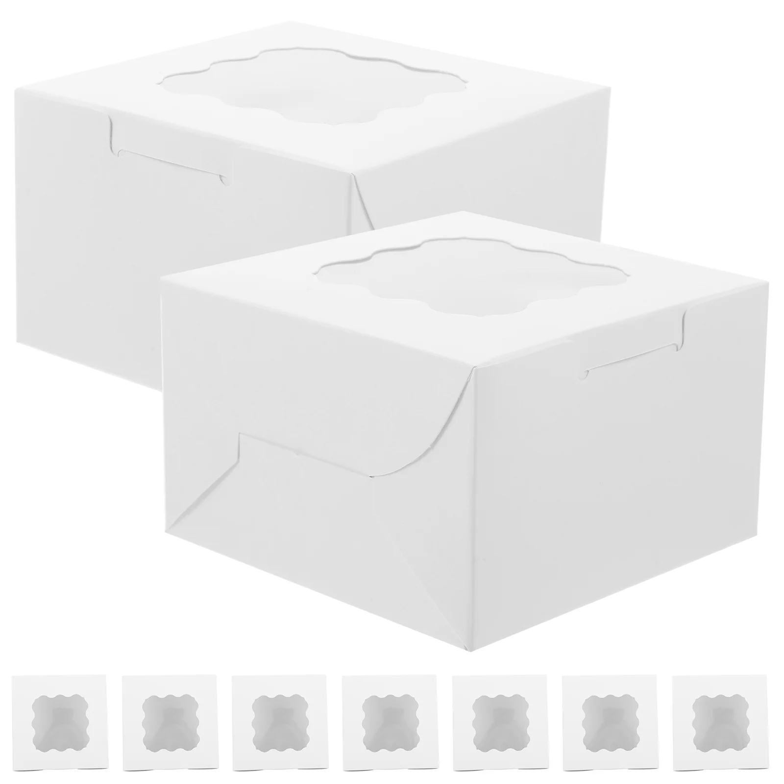 

50 Pcs Cake Box Cupcake Stand Cookie Gift Boxes Small Pastry Treat Container Donut with Window Bulk Kraft Paper