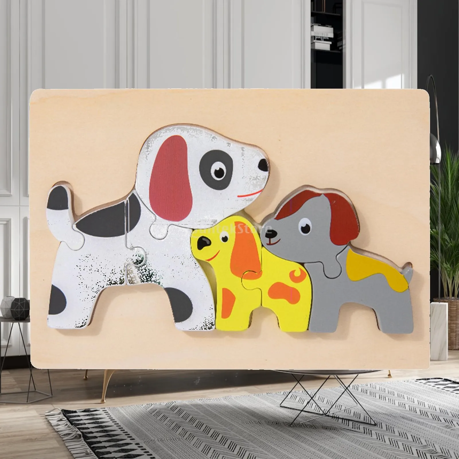

Wooden Animal Jigsaw puzzle Learning Toys Brain Teasers Cognitive for Coordination Fine Toddler Gifts