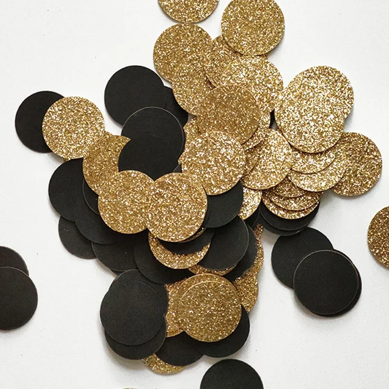 100Pc/Pack Gold Black Bachelor Hat Round Glitter Paper Confetti 3CM Graduation New Year Party Decor Bachelor Cap Grad Congrats