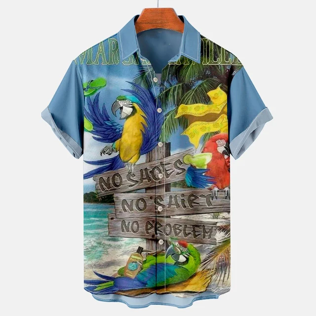 Zomer Papegaai Dier 3d Print Shirts Mannen Vrouwen Mode Shirt Casual Vintage Streetwear Shirt Met Korte Mouwen Blouse Man Kleding