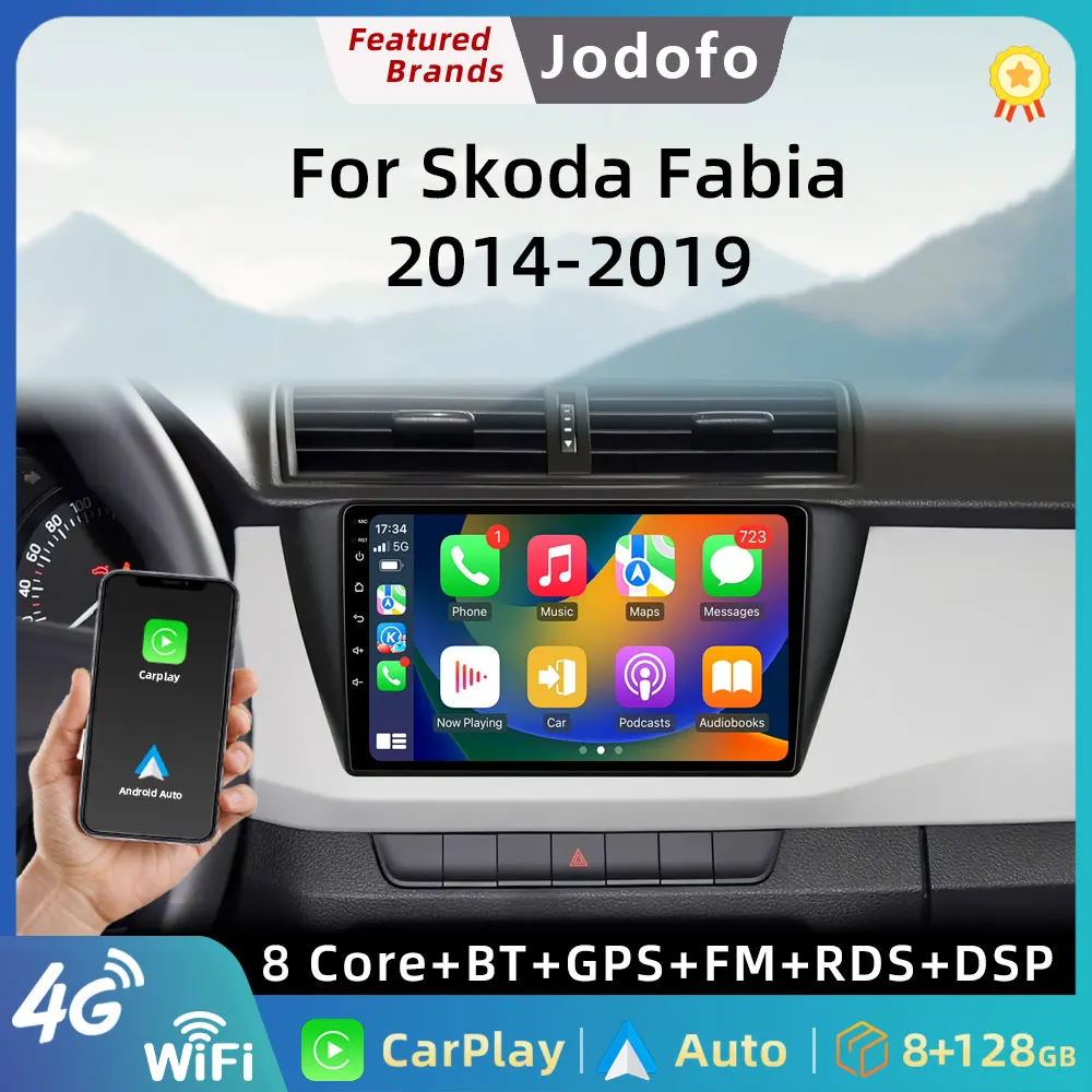 

Jodofo Voice Wireless CarPlay Android Auto Radio for Skoda Fabia 2014-2019 Car WIFI 2 Din QLED Screen DSP Multimedia autoradio