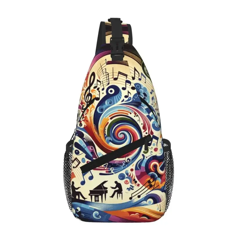 

Casual Colorful Music Musical Notes Crossbody Sling Backpack Men Shoulder Chest Bag for Traveling