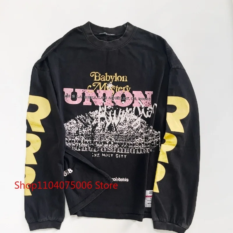 

RRR123 Футболка с длинным рукавом с принтом, свободная посадка, повседневная уличная одежда, удобная ткань, модный модный топ большого размера