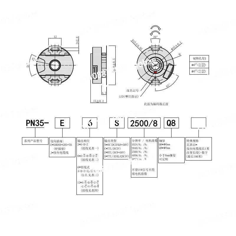 PN35 Ultra-thin Photoelectric Rotary Encoder with An Outer Diameter of 35mm Hollow Small Volume Robot Joint